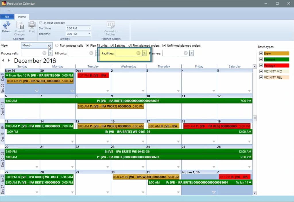 Facility Calendar