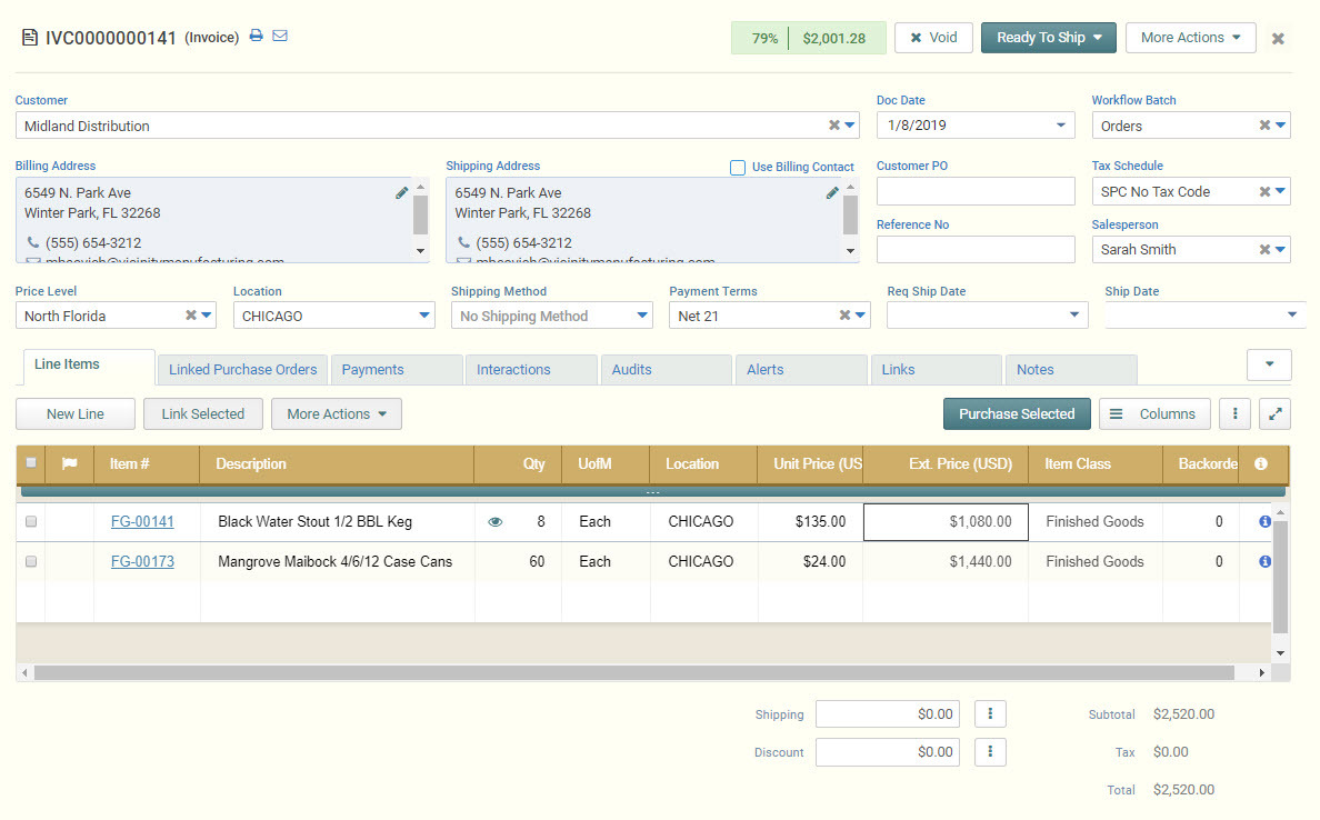 sales order management | MRP Purchasing System For Breweries | VicinityBrew